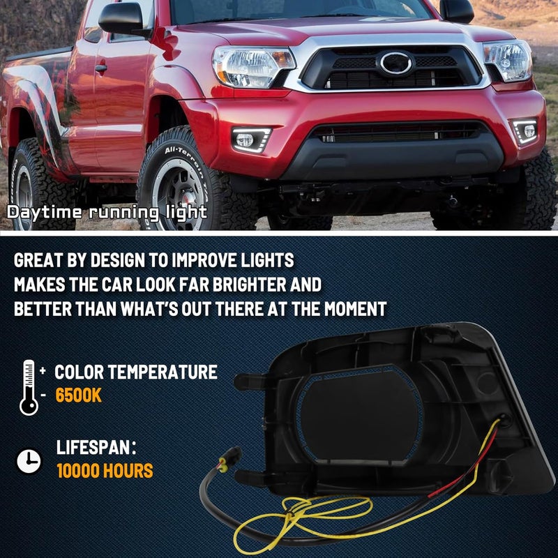 GEEGEETOP Switchback White/Amber LED Front fog light Daytime Running Lamp Amber Sequential Turn Signal light Feature Compatible with Toyota Tacoma 2012-2015 Replacement Bumper Kit - Image 3